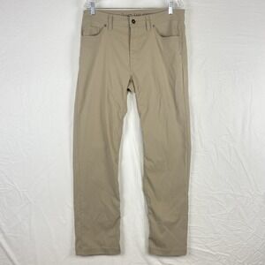 Prana Pants Mens 34 Slim Fit Straight Outdoor Hiking Flex 5-Pocket Jeans Khaki